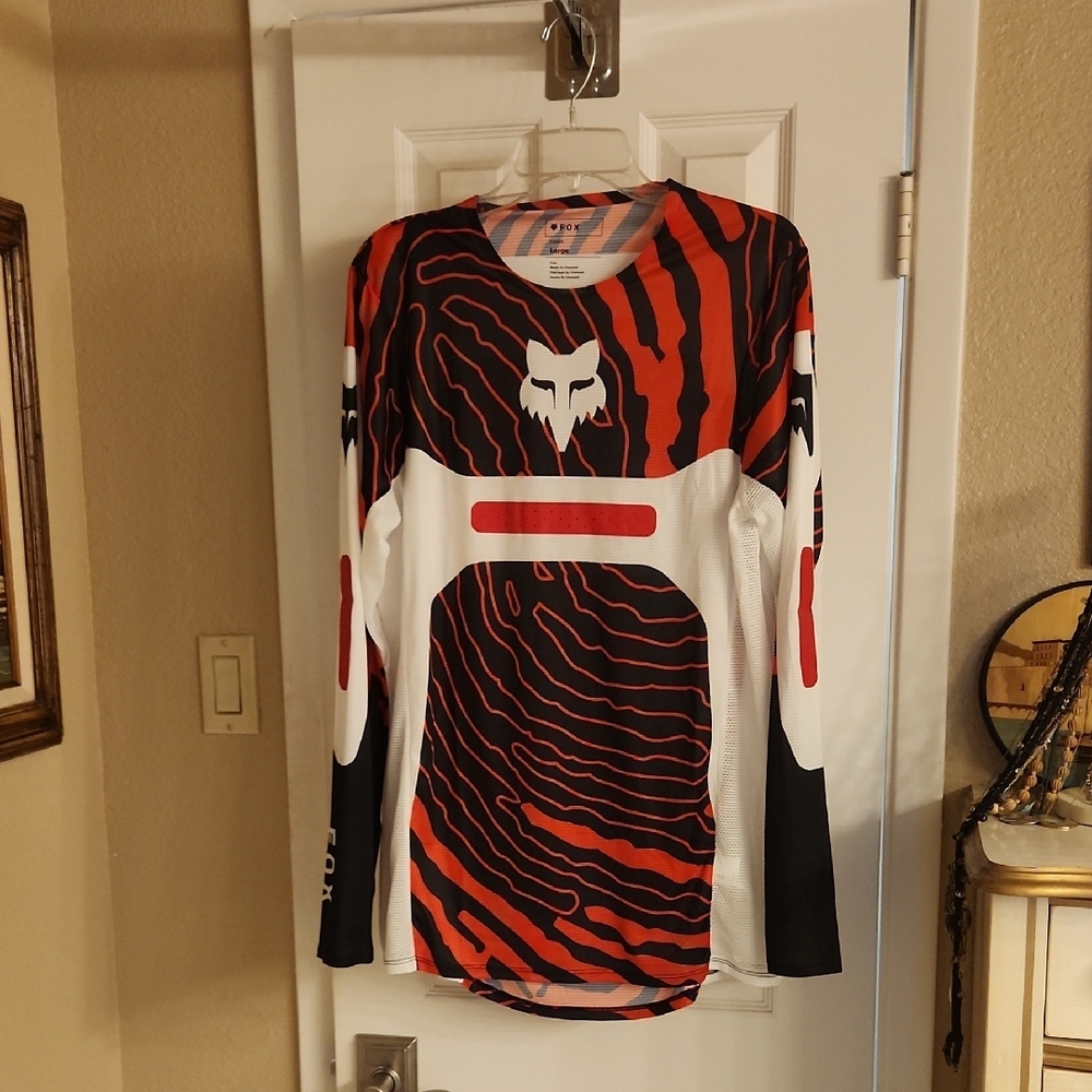 NWOT Fox Flexair Impression Red and Black Graphic Long Sleeve Motocross Jersey